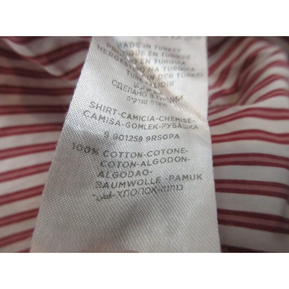 Ermenegildo Zegna Dress Shirt Mens 18 46 Red Stripe Regular Fit Cotton LS